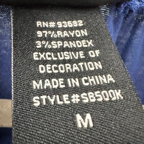 LIV Los Angeles Medium Blue Long Sleeve Blouse Floral Embroidery Boho - Picture 8 of 9